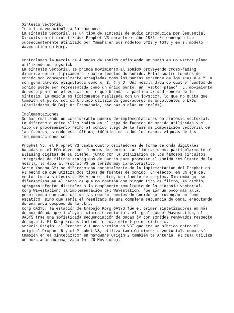 Síntesis Vectorial | PDF | Sintetizador