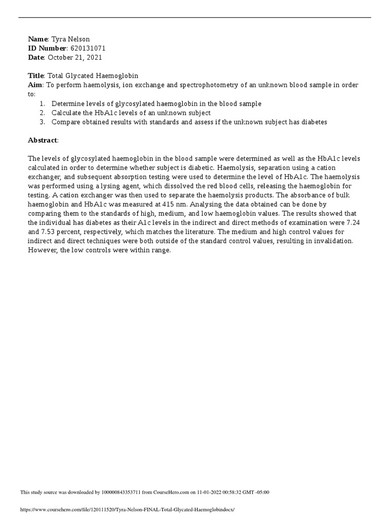 Tyra nelson final total glycated haemoglobin pdf glycated