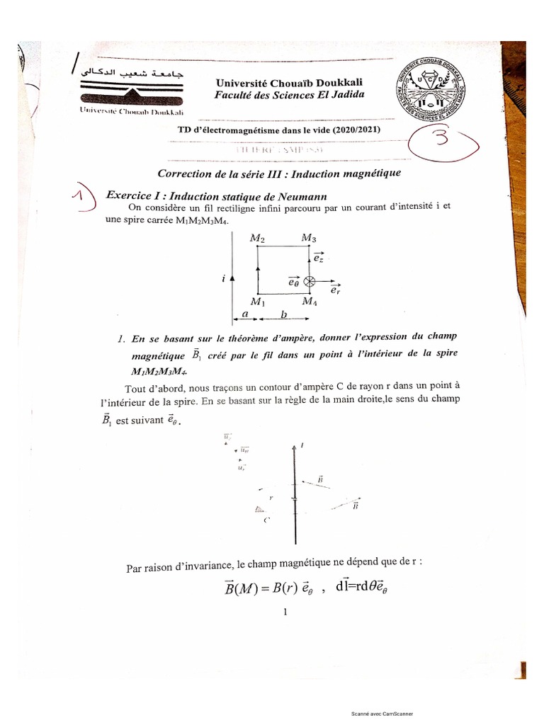 Correction de La Série 3 Electromagnétisme | PDF