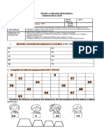 Prueba de Matematicas (Numeración 0-60) OCTUBRE