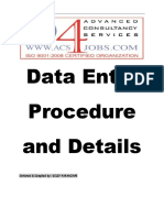 Procedure For Data Entry For Program