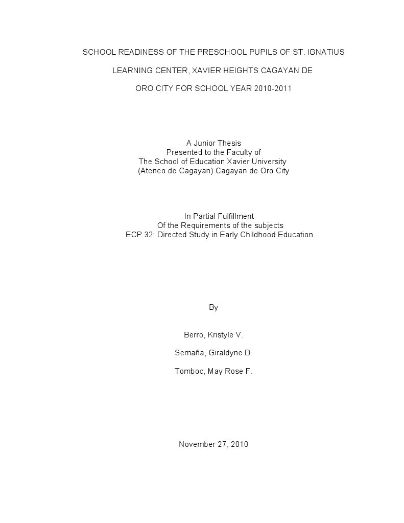 dissertation school readiness