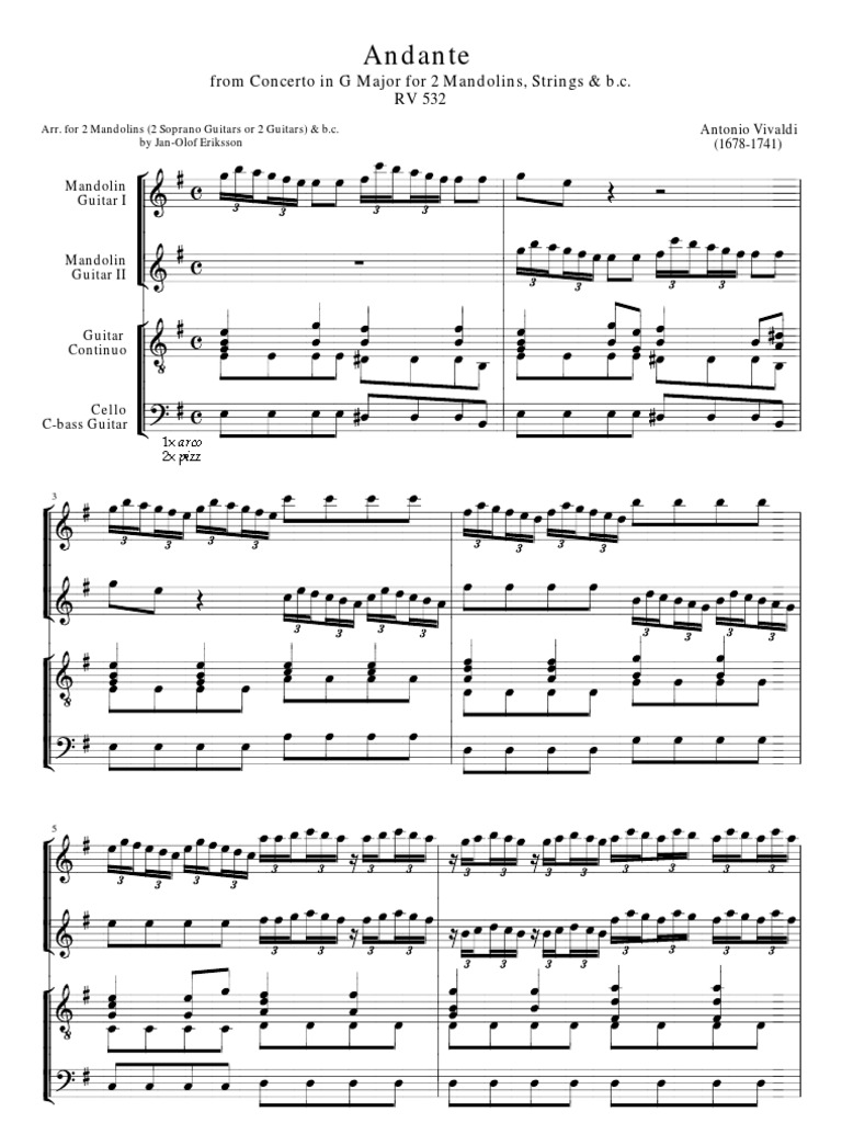 Antonio Vivaldi - Concerto in G Major Andante (Mandolin & 2