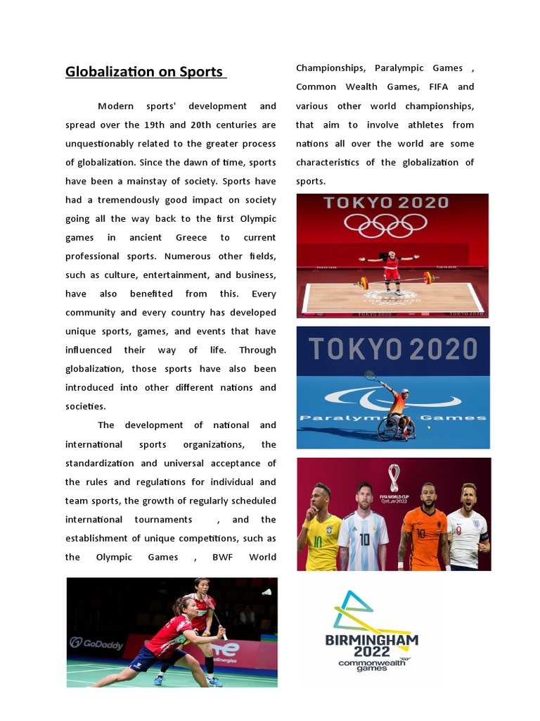 Lesson 6 The Globalization Of Sports