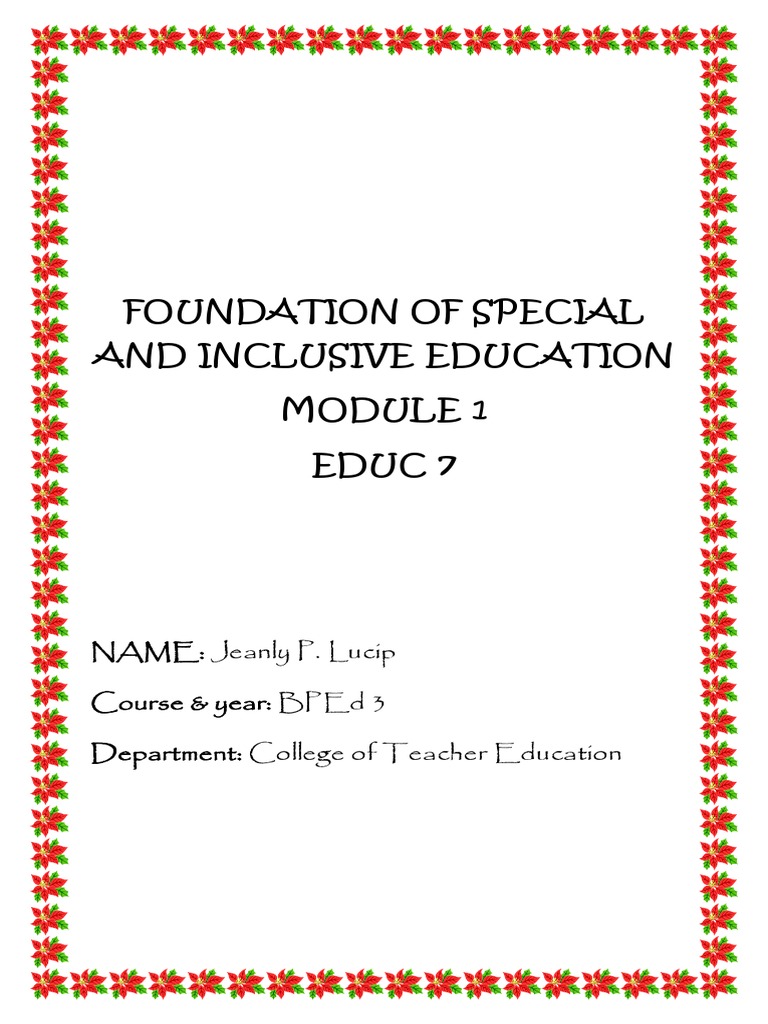 Foundation of Special and Inclusive Education | PDF | Disability ...