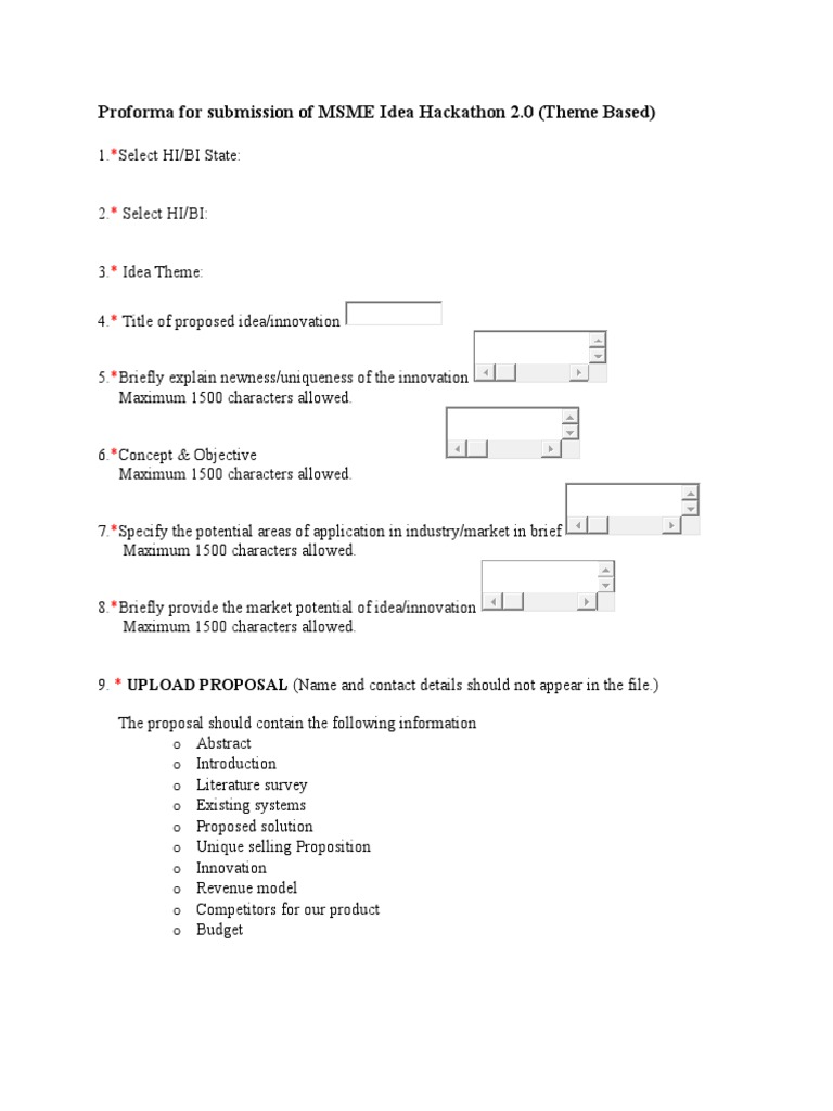 MSME Hackathon Proposal Template | PDF | Business