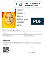 Kartu Peserta SNMPTN 2022: 4220369717 Elsya Indah PD 0041671189 Mas Hubbul Wathan Kab. Bengkalis Prov. Riau