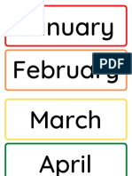 Simple Colorful Months of The Year Flashcards