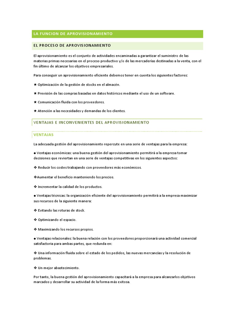 Función y Proceso de Aprovisionamiento | PDF | Obtención | Business