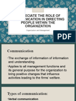 Appreciate The Role of Communication in Directing People Within The Organization