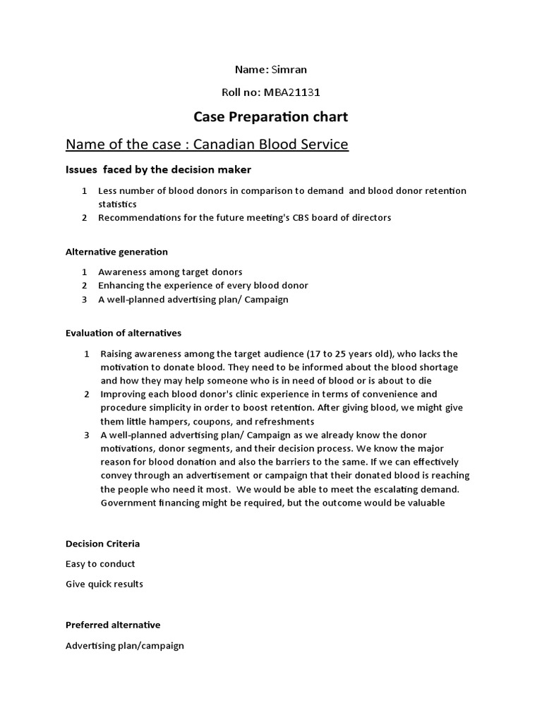 Case Preparation Chart PDF