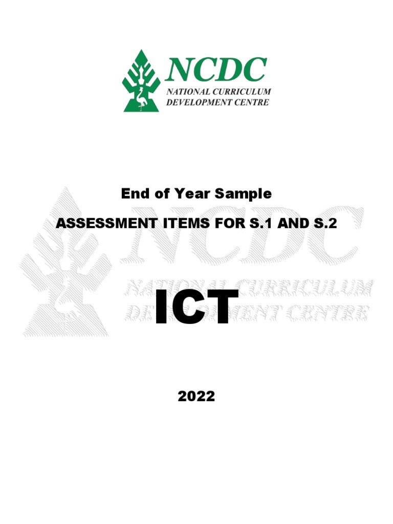 Ncdc ict sample assessment items s1 s2 2022 download free pdf