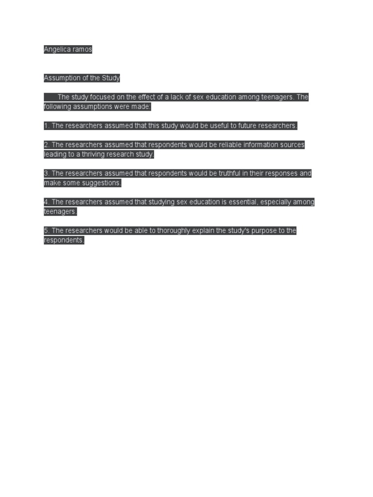 Assumption of The Study | PDF