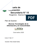 NTICx - EES15 4to C - Plan de Examen 2020 - Pedro Daniel Nuñez