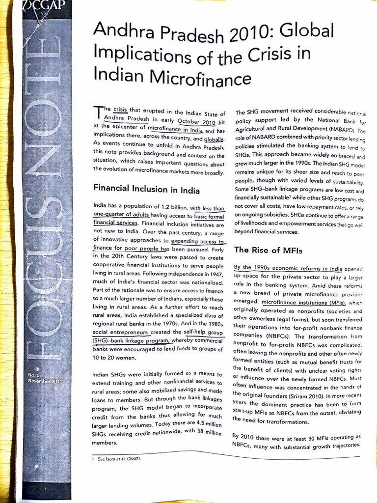 Andhra Pradesh Microfinance Crisis 2010 | PDF | Microfinance | Loans