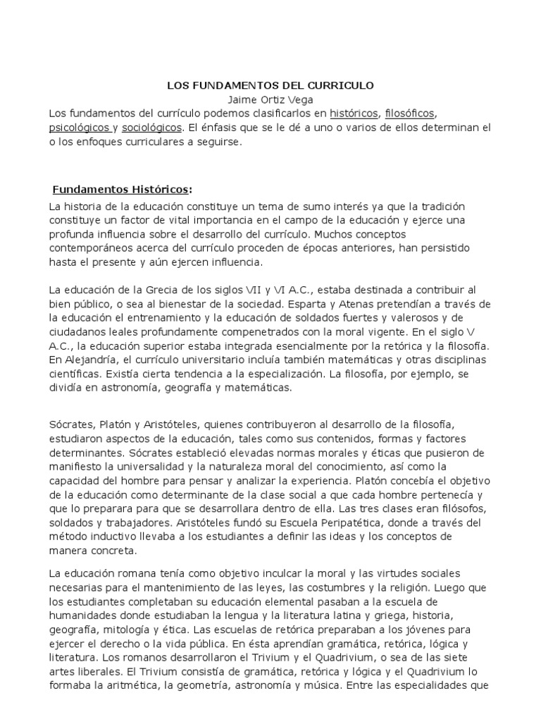 Los Fundamentos Del Curriculo | PDF | Aprendizaje | Plan de estudios