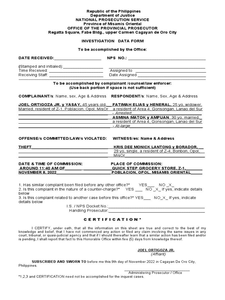 Is Form | PDF | Prosecutor | Criminal Law