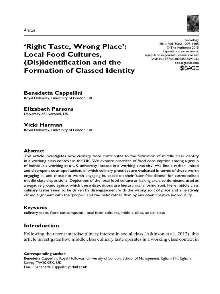 Capellini 2015 Local Food Cultures, (Dis) Identification and The