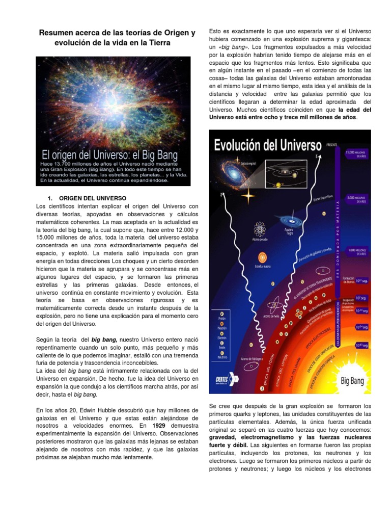 Teorías del Origen del Universo y Vida | PDF | Universo | Big Bang