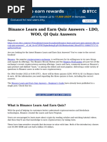 Binance Learn and Earn Quiz Answers Ldo Woo Qi Quiz Answers