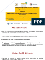 African Standards and Guidelines For Quality Assurance ASG QA in Higher Education