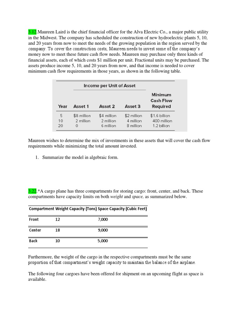 Investment and Cargo Optimization Models | PDF | Cargo | Economies