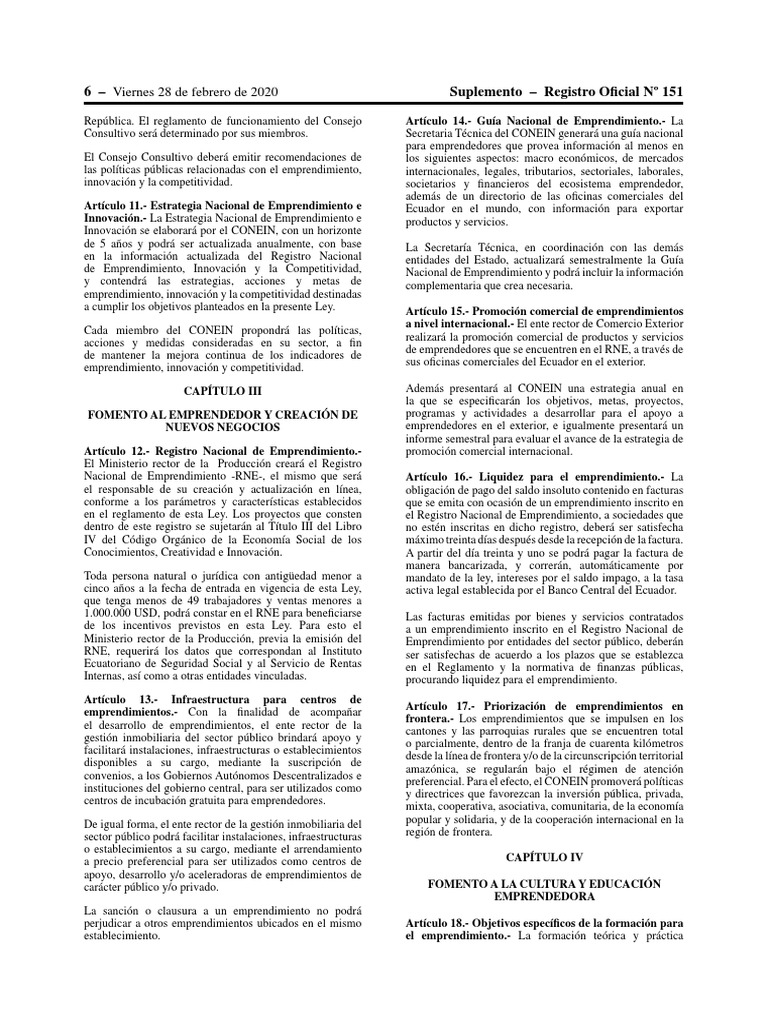 Ley org nica de emprendimiento e innovaci n cap 2 4 5 pdf