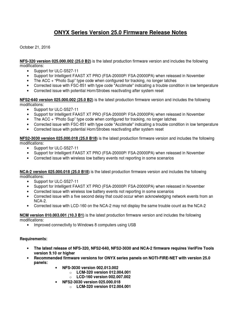 ONYX Series Firmware Release Notes 25.0 | PDF | Computer Engineering ...