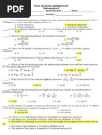 Grade 9 Periodic Test