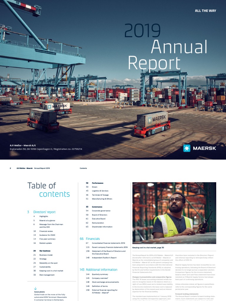 Maersk Annual Report 2019 PDF Financial Statement Free Cash Flow