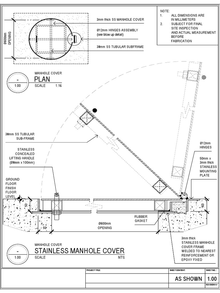 Stainless Steel Manhole Cover Details | PDF | Mechanical Engineering