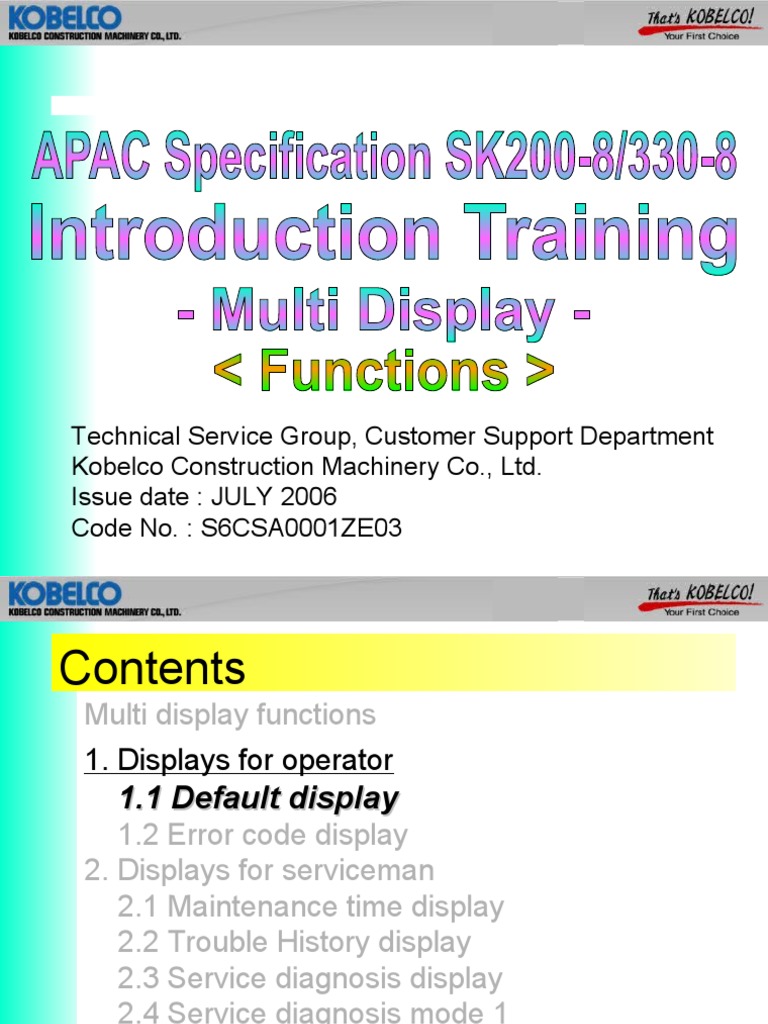 Kobelco Technical Service Guide | PDF | Throttle | Vehicle Technology