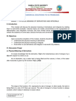 1st Module - Numerical Solutions To CE Problems - Physical Meaning of Derivatives and Integrals