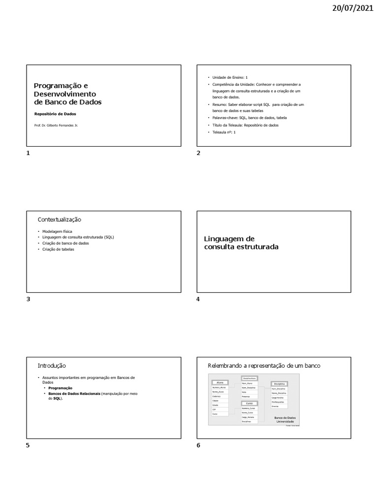 Ta1 - Slides Programação e Desenvolvimento de Banco de Dados | PDF ...