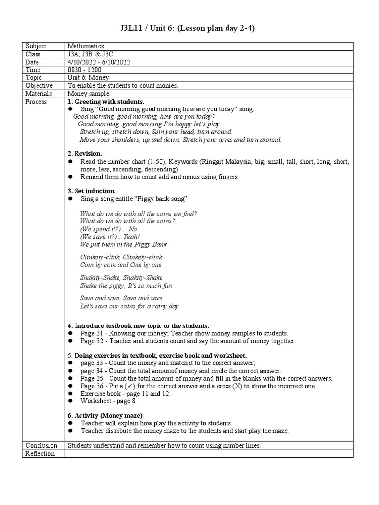 J3L11 Maths Unit 6 | PDF