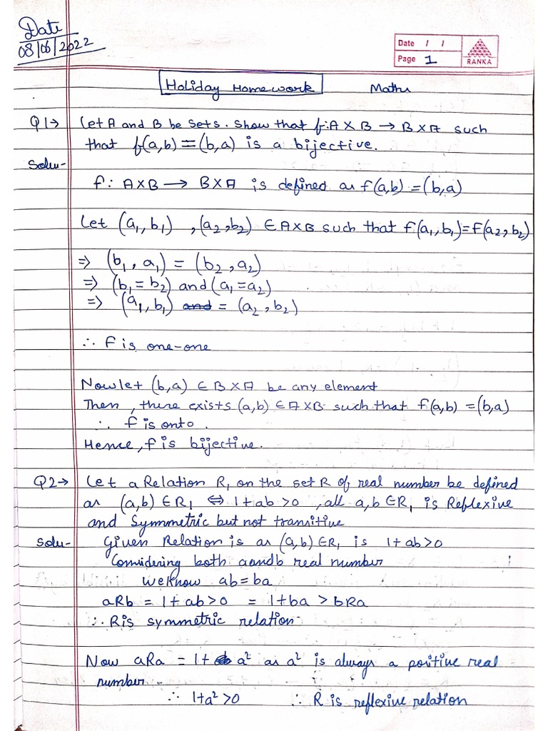 class 9th maths holiday homework