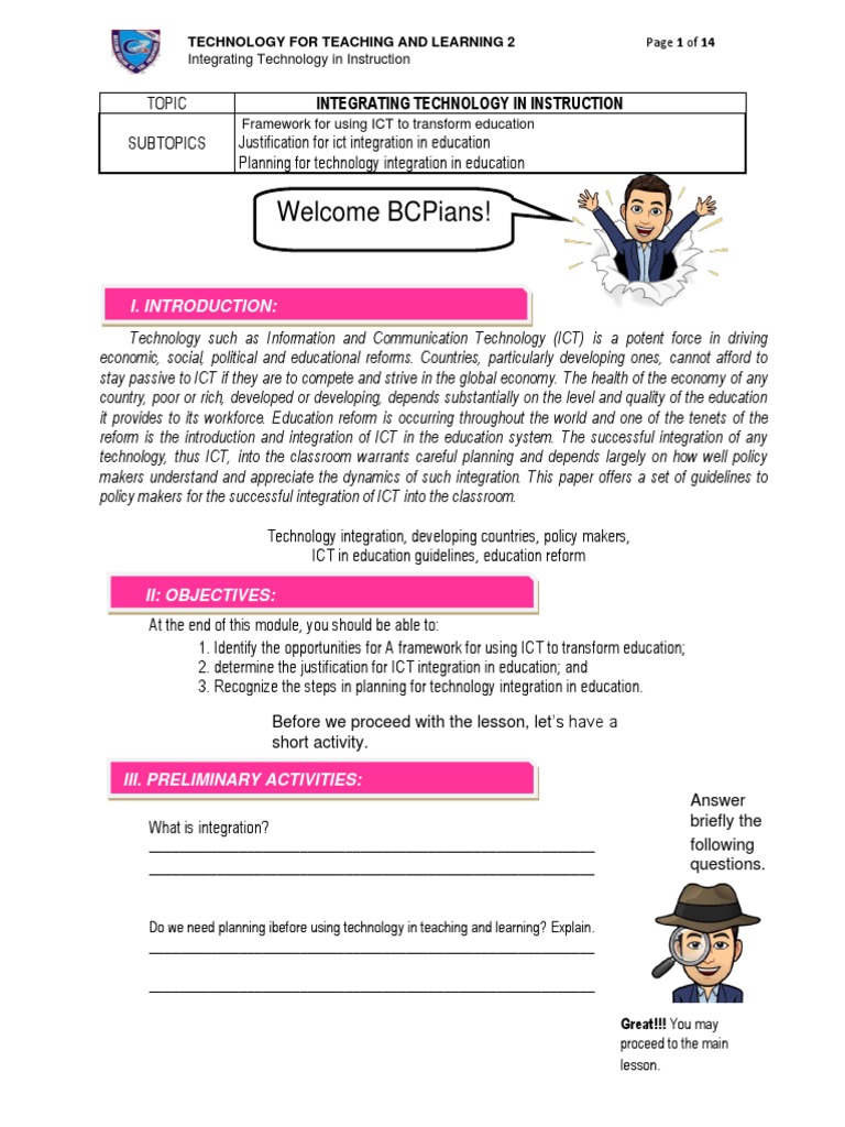 Integrating ICT in Education Framework | PDF | Educational Technology ...