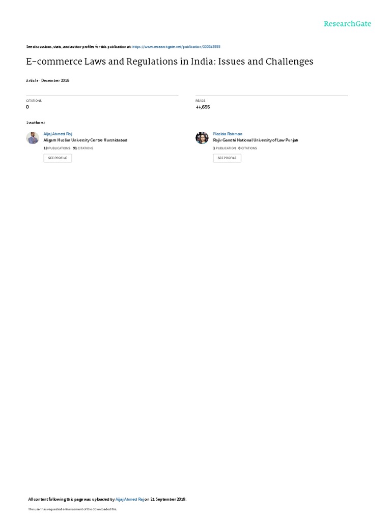 E Commerce Laws And Regulations In India Issues And Challenges Pdf