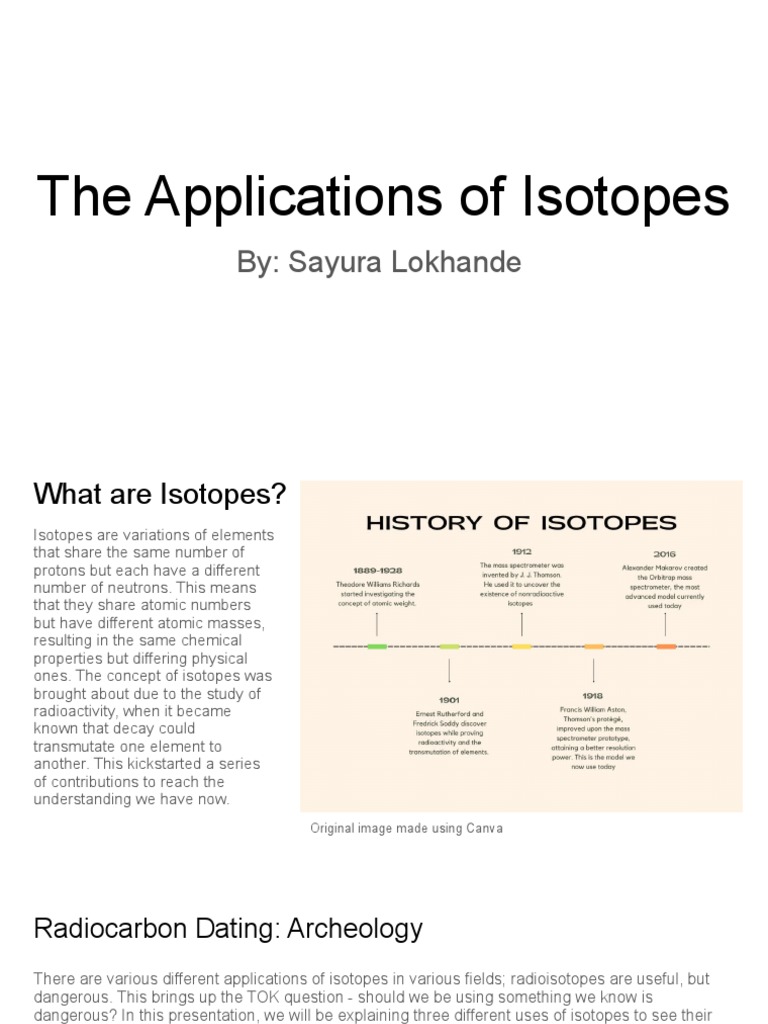 Applications of Isotopes PDF Radioactive Decay Isotope