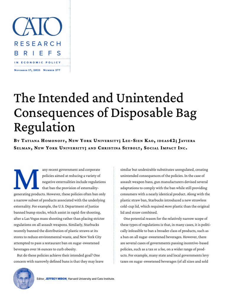 The Intended and Unintended Consequences of Disposable Bag Regulation