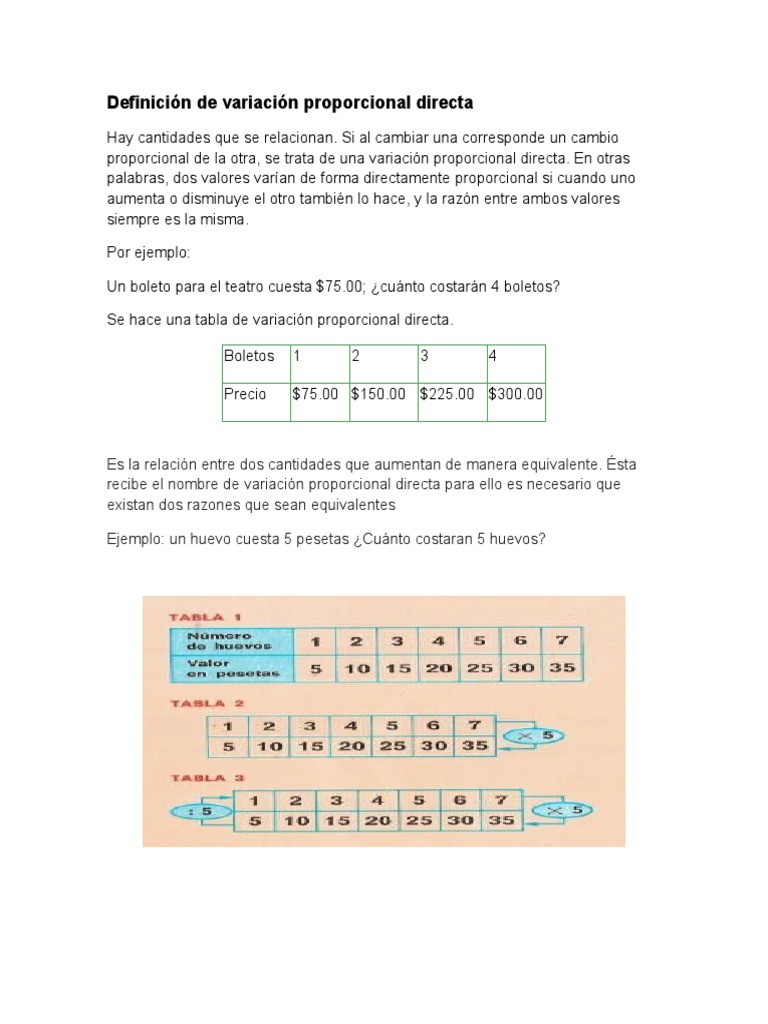 Definición de Variación Proporcional Directa Alejandro | PDF