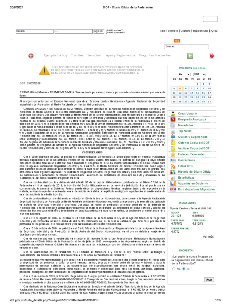 Nom 007 Asea 2016 | PDF | México | Tubería (transporte de fluidos)