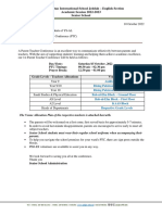 1st Parent Teacher Conference Memo 2022-23