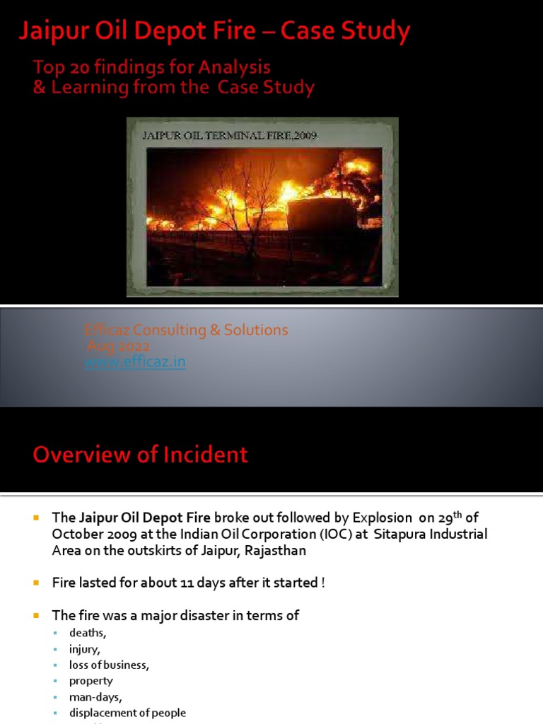 Jaipur Oil Depot Fire Top 20 Findings PDF Emergency Management