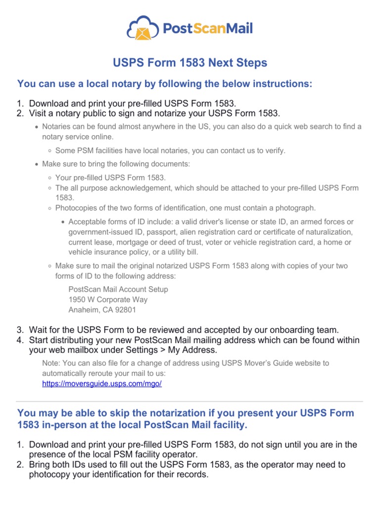 usps form 1583 | pdf | united states postal service | identity