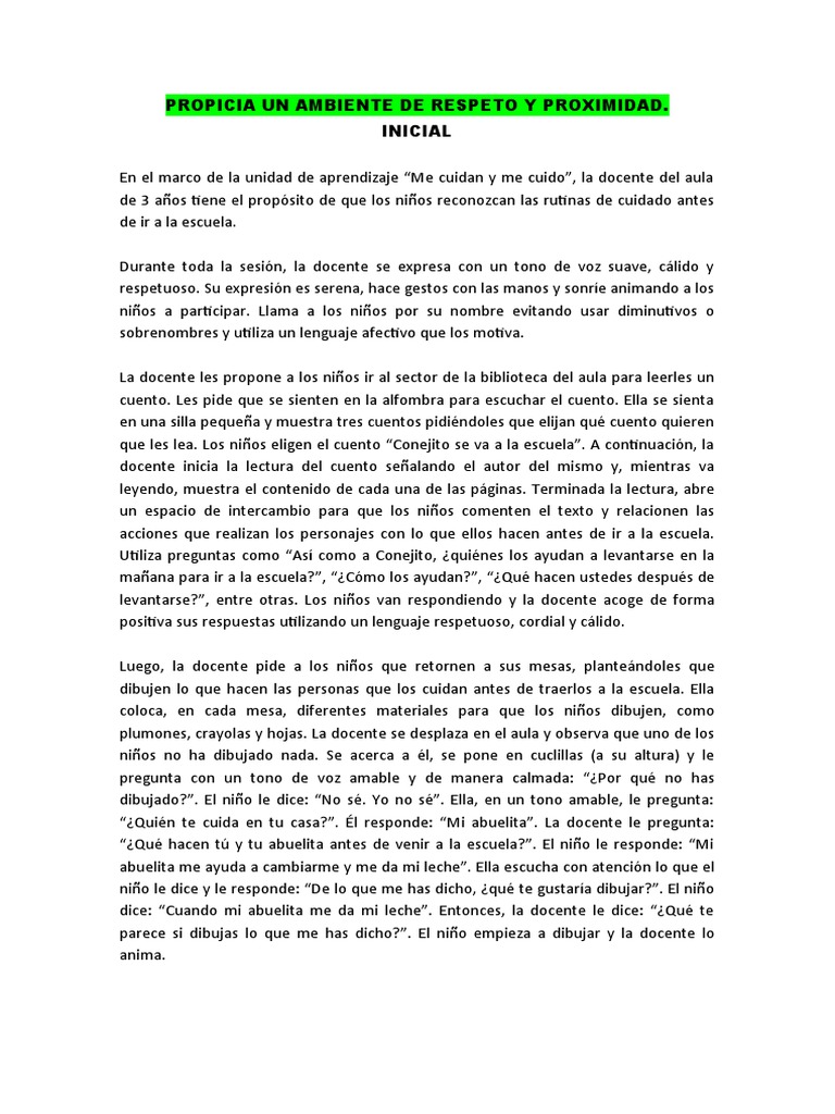 Ambiente de Respeto en el Aula | PDF