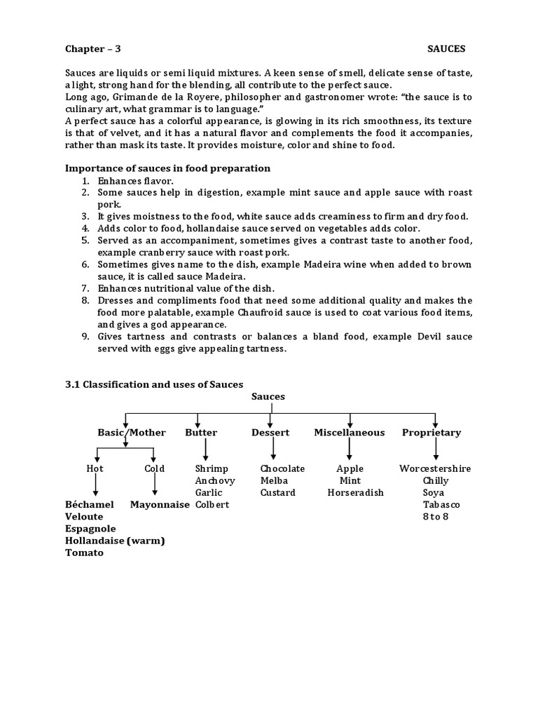 Chapter 3 Sauces | PDF | Mayonnaise | Sauce