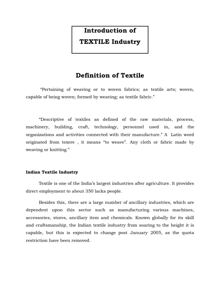 Introduction of TEXTILE Industry | PDF | Silk | Textiles