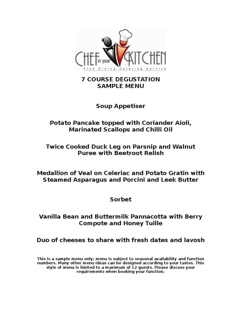 Degustation Menu sample