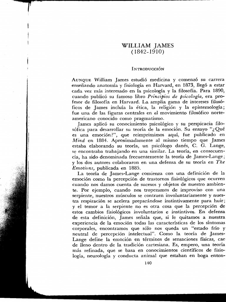 William James - Emoción | PDF | Las emociones | Mente
